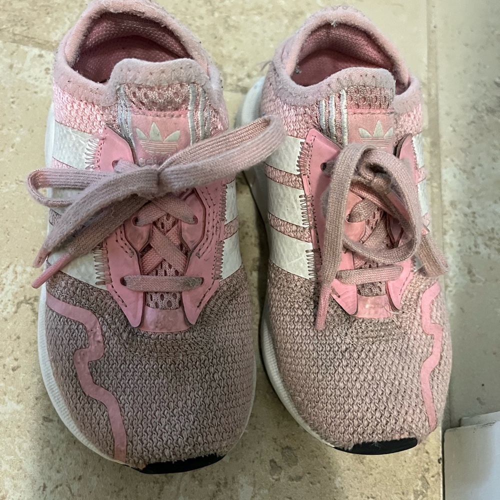 Adidas Pink and White Sneakers Lightweight Athletic Shoes